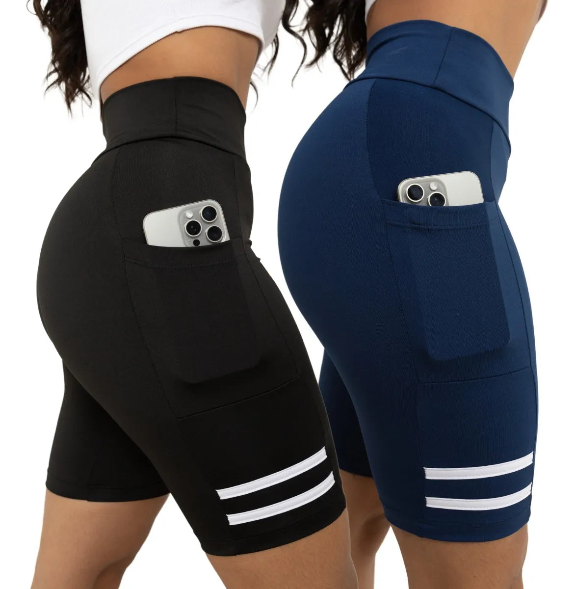 Kit 2 Bermuda Fitness Feminina com Bolso para Celular | Academia, Treino e Dia a Dia