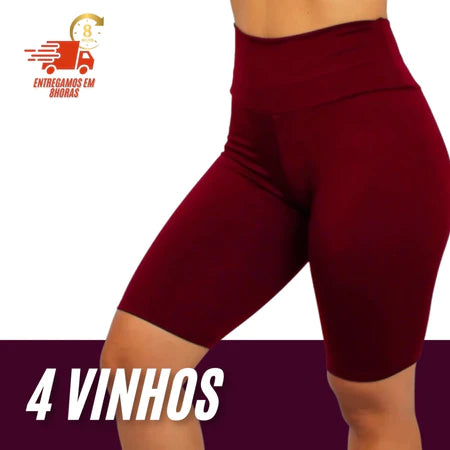 Kit 4 Bermuda Feminina Academia Suplex Cós Alto Conforto