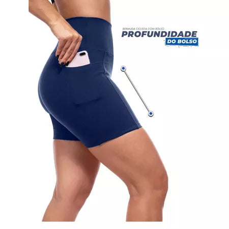 Bermuda Fitness Cintura Alta Zero transparência