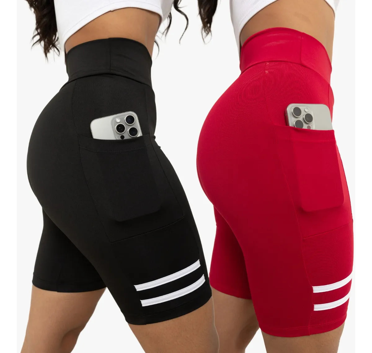 Kit 2 Bermuda Fitness Feminina com Bolso para Celular | Academia, Treino e Dia a Dia