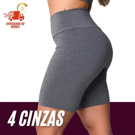 Kit 4 Bermuda Feminina Academia Suplex Cós Alto Conforto